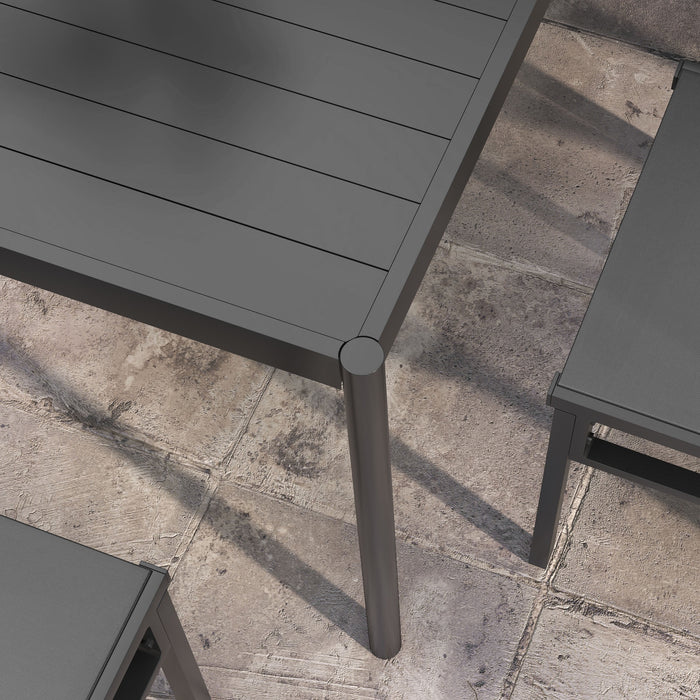 Seven-Piece Steel Dining Set - Aluminum-Top Table & Matching Chairs - Elegant Outdoor Patio Furniture