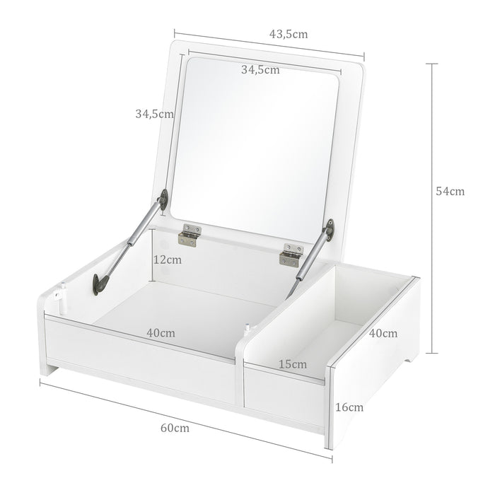 Modern Desktop - Makeup Organizer with Flip-Top Mirror in Black - Ideal for Vanity Storage Solution