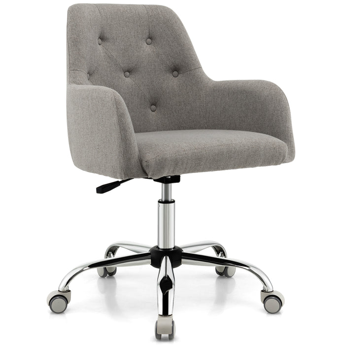 Adjustable Height Reception Chair - Office Chair with Rolling Casters, Grey Colour - Ideal for Workspace Comfort and Mobility