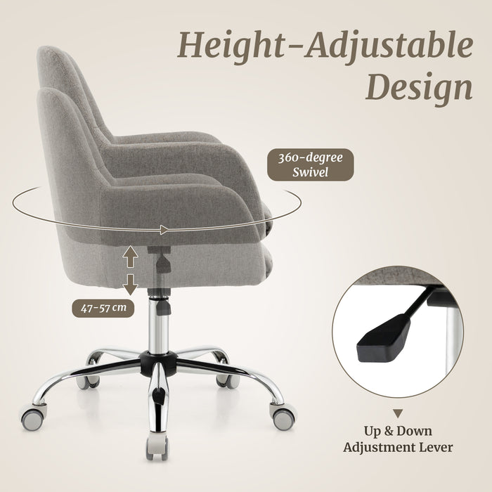 Adjustable Height Reception Chair - Office Chair with Rolling Casters, Grey Colour - Ideal for Workspace Comfort and Mobility