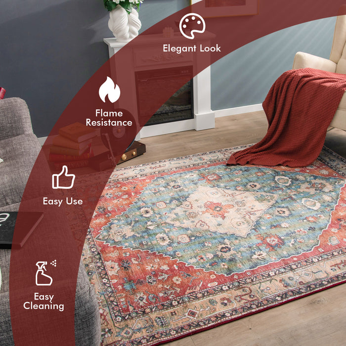 Traditional Decoration - Large Boho Anti-Slip Floor Mat for Living Room - Ideal for Enhancing Home Decor Safety