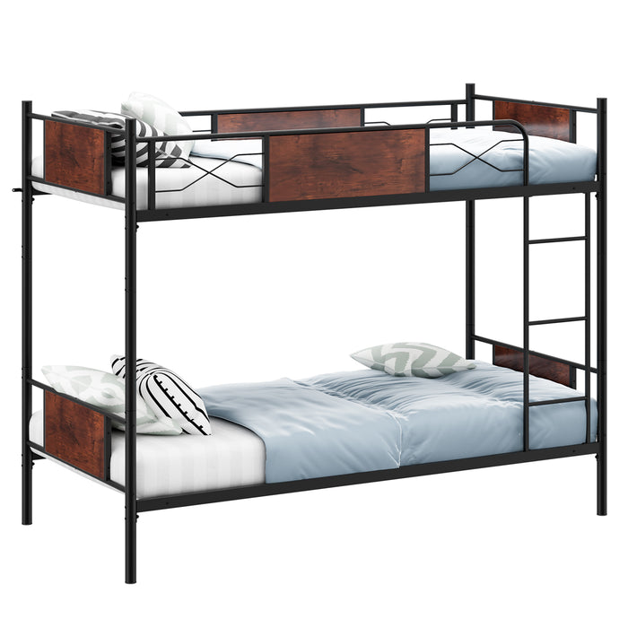 Metal Bunk Bed Frame with Convertible Design - Ladder and Safety Guardrail Included, Ideal for Shared Bedrooms - Solution for Safe, Space Saving Sleep Arrangements