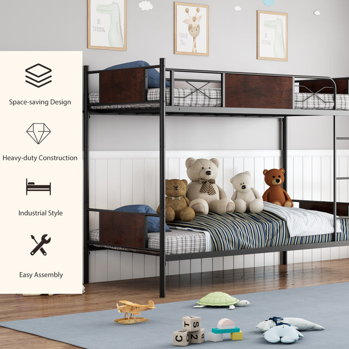 Metal Bunk Bed Frame with Convertible Design - Ladder and Safety Guardrail Included, Ideal for Shared Bedrooms - Solution for Safe, Space Saving Sleep Arrangements