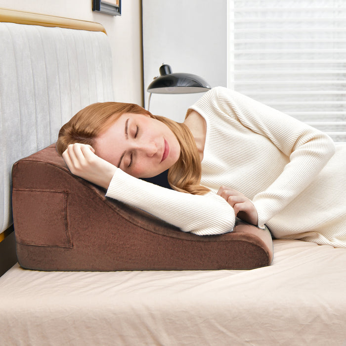 Wedge Pillow Set - With Tablet Pillow Stand and Side Pockets in a Variety of Brown - Ideal Solution for Comfortable Reading and Resting