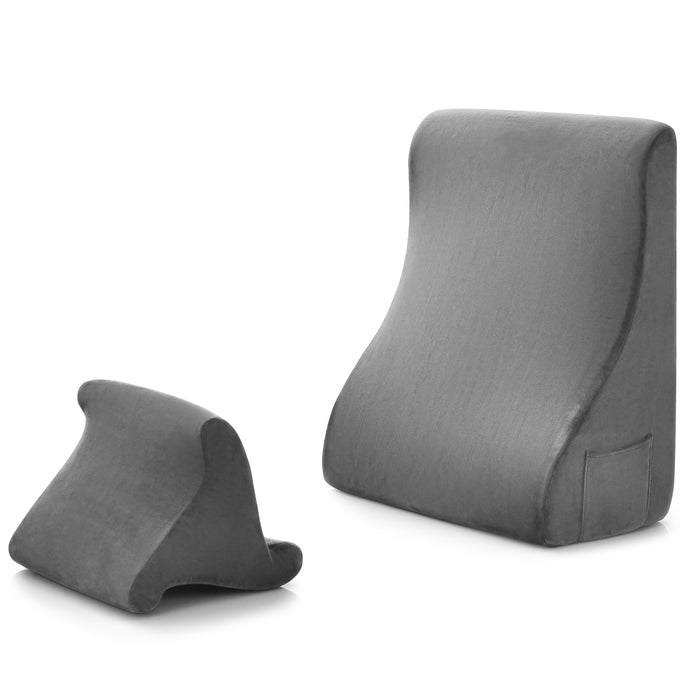 Wedge Pillow Set - With Tablet Pillow Stand and Side Pockets in a Variety of Brown - Ideal Solution for Comfortable Reading and Resting