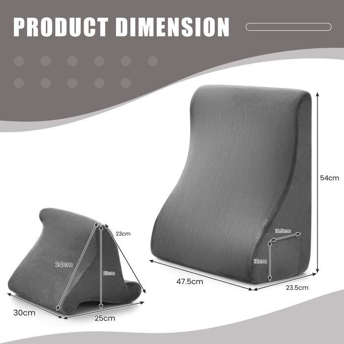 Wedge Pillow Set - With Tablet Pillow Stand and Side Pockets in a Variety of Brown - Ideal Solution for Comfortable Reading and Resting