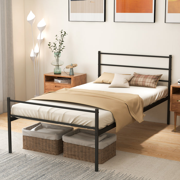 Metal Single Bed Frame - Black Design with Sturdy Metal Slats - Ideal for Dorm Rooms, Guest Rooms and Small Spaces