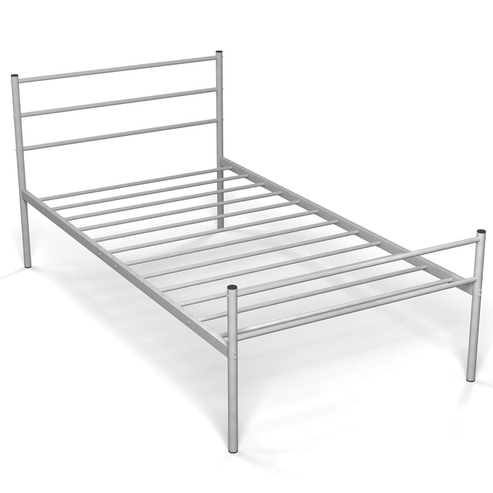 Metal Single Bed Frame - Black Design with Sturdy Metal Slats - Ideal for Dorm Rooms, Guest Rooms and Small Spaces