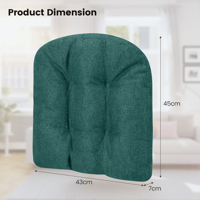 Tufted Set of 4 Seat Cushions - Non-Slip Backing, Green Color - Comfort Solution for Chairs and Seating Spaces