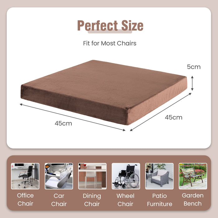 Memory Foam Seat Cushion - 18x18 Inches in Brown - Ideal Comfort Solution for Office Chairs and Seating Furniture