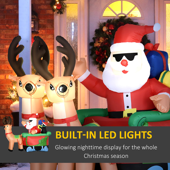 Inflatable Christmas Display with Santa, Penguin & Sleigh - 6ft LED-Lit Blow-Up Outdoor Decor with Reindeer - Perfect Holiday Lawn Statement Piece