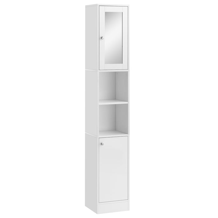 Freestanding Tall Bathroom Cabinet with Mirror - Adjustable Shelving and Mirror-Tallboy Storage Unit - Ideal for Organizing Toiletries and Linens