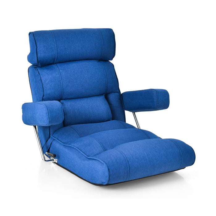 Ergonomic Sofa Lounger Chair - Stepless Adjustment Back in Blue - Ideal for Comfort and Posture Control