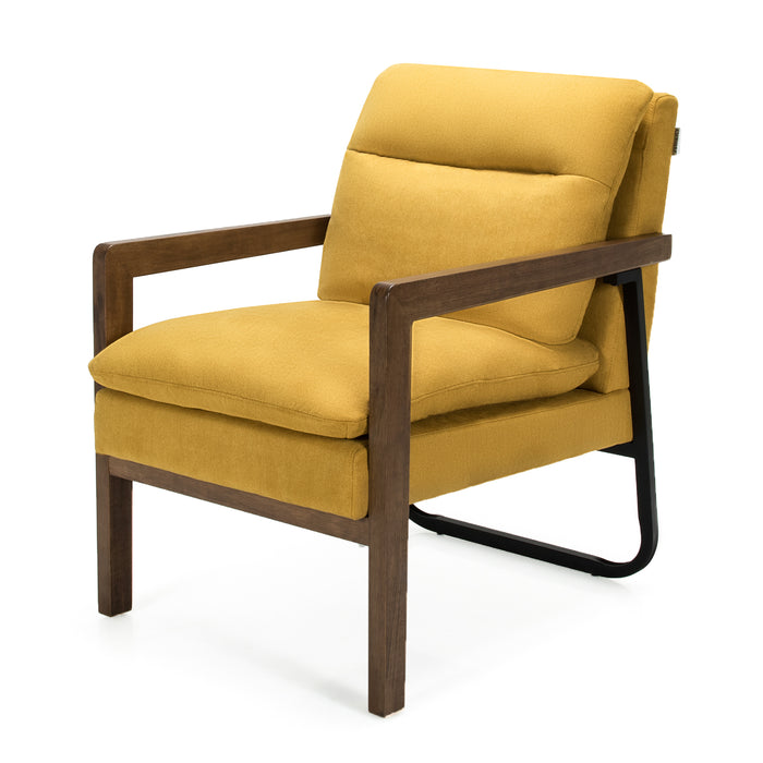 Accent - Upholstered Armchair with Padded Backrest and Seat Cushion in Yellow - Perfect for Relaxation and Comfort