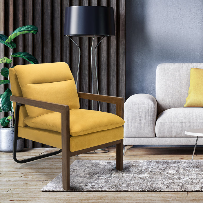 Accent - Upholstered Armchair with Padded Backrest and Seat Cushion in Yellow - Perfect for Relaxation and Comfort
