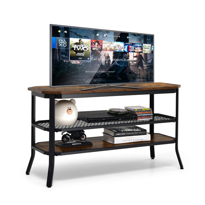 Industrial TV Stand - Suitable for TVs up to 46 Inches, Rustic Brown - Ideal for Creating a Vintage Style Living Room Ambiance