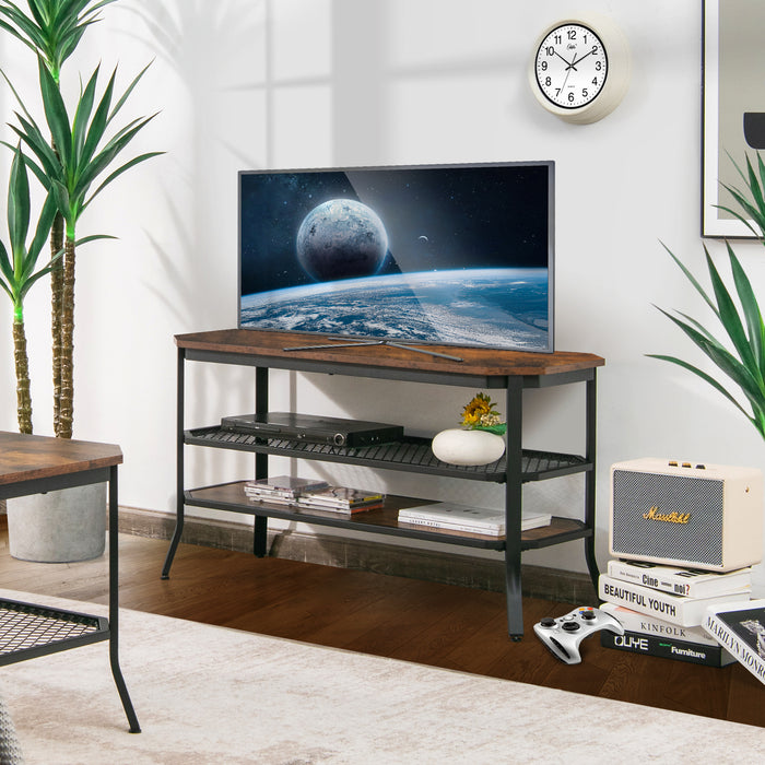 Industrial TV Stand - Suitable for TVs up to 46 Inches, Rustic Brown - Ideal for Creating a Vintage Style Living Room Ambiance