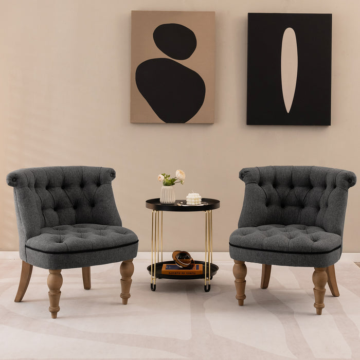 Grey Upholstered Accent Chair Set of 2 - Living Room, Bedroom and Office Furniture - Perfect for Comfortable Seating and Interior Décor Improvement