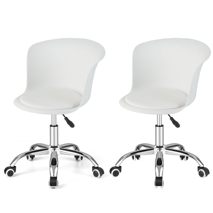 Office Desk Chair Set of 2 - Universally Mobile With Rolling Casters, Black Finish - Ideal for Office Settings or Home Study Rooms