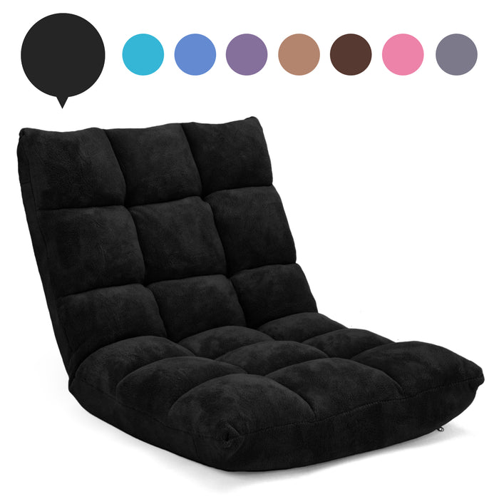 Coral Velvet - Adjustable Floor Gaming Chair with 14-Position Back, Black - Ideal for Comfortable and Flexible Gaming Set-Up