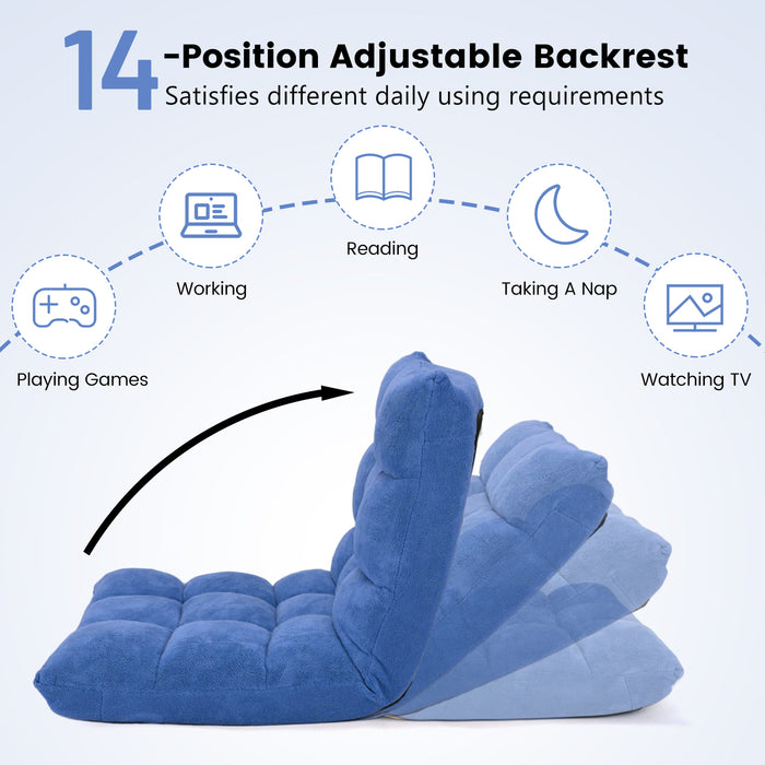 Coral Velvet - Adjustable Floor Gaming Chair with 14-Position Back, Black - Ideal for Comfortable and Flexible Gaming Set-Up