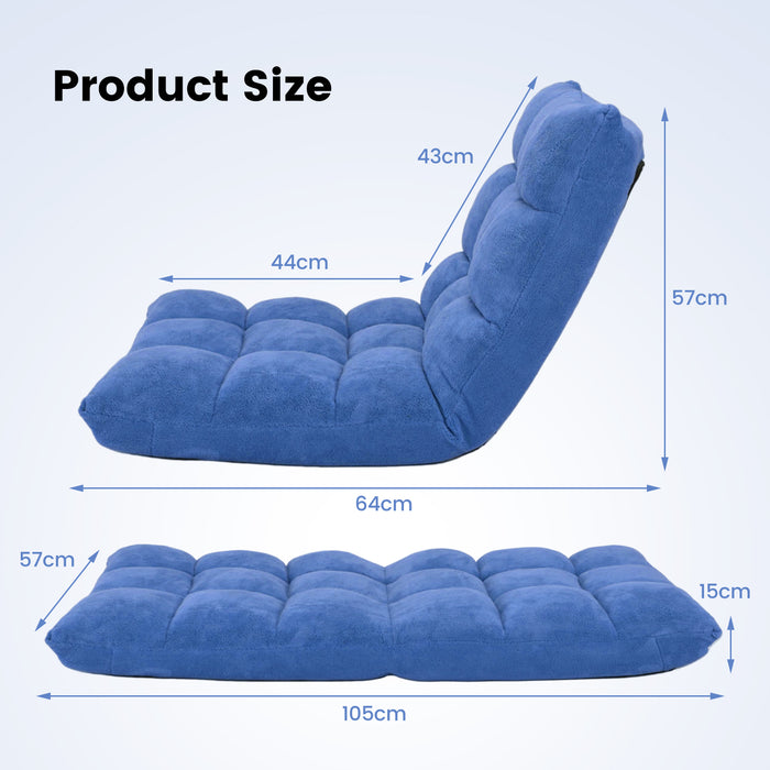 Coral Velvet - Adjustable Floor Gaming Chair with 14-Position Back, Black - Ideal for Comfortable and Flexible Gaming Set-Up