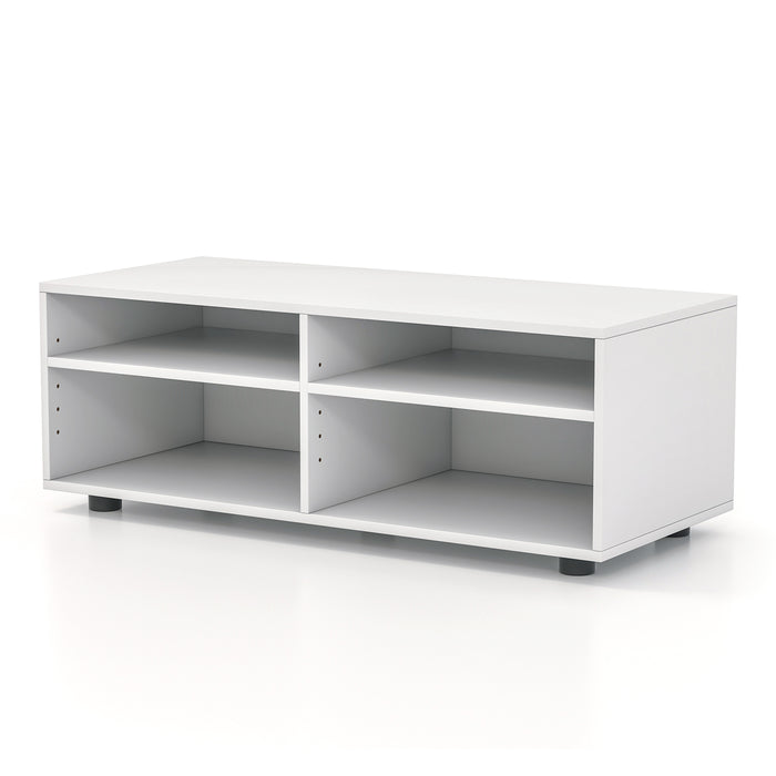 TV Stand for Home - 5 Positions Adjustable Shelves, Compatible with TV up to 4 Cubbies, White - Ideal for Organized and Spacious Living Room Setup