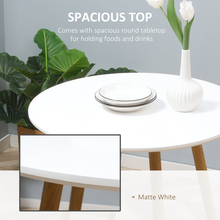 Round Matte Dining Table for Two - Contemporary Kitchen Furniture with Metal Legs - Ideal for Dining Room and Small Living Spaces