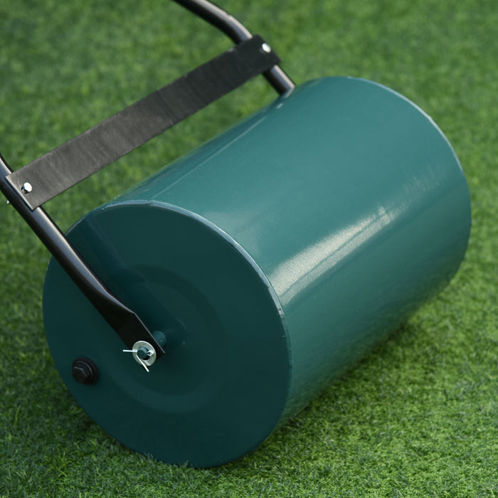 Lawn Roller Drum 40L with Scraper Bar - Collapsible Handle, Water/Sand Fillable, Φ32cm, Green - Ideal for Garden and Yard Flattening
