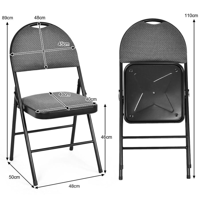6-Piece Set - Grey Folding Chairs with Handle Hole & Portable Backrest - Ideal for Any Occasion Needing Extra Seating