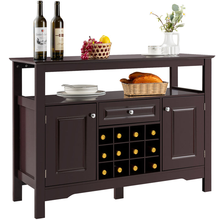 Contemporary Sideboard Design - Spacious 12-Bottle Wine Rack, Sleek Dining Room Storage Solution - Ideal for Wine Enthusiasts and Space Savvy Homeowners