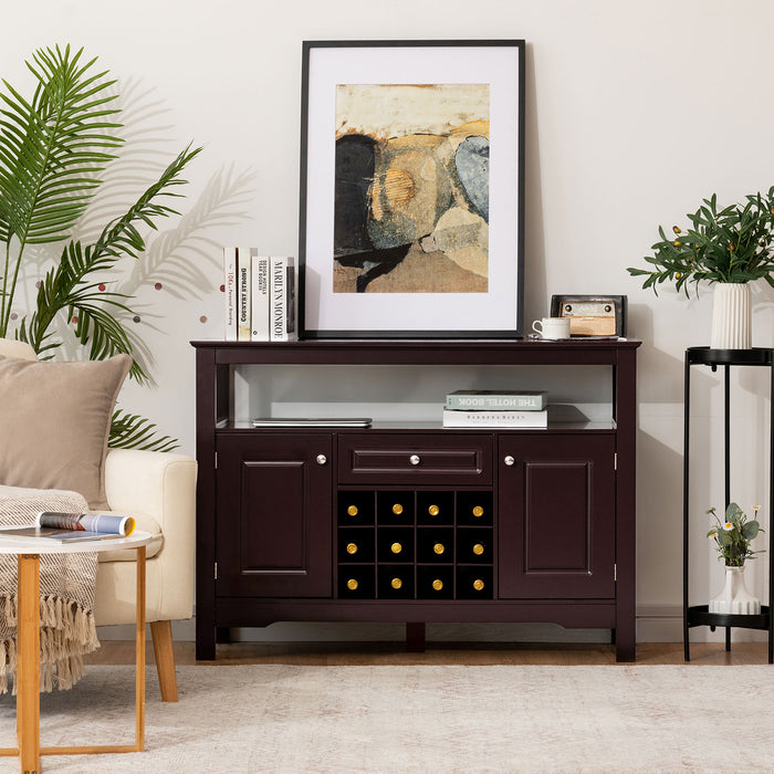 Contemporary Sideboard Design - Spacious 12-Bottle Wine Rack, Sleek Dining Room Storage Solution - Ideal for Wine Enthusiasts and Space Savvy Homeowners