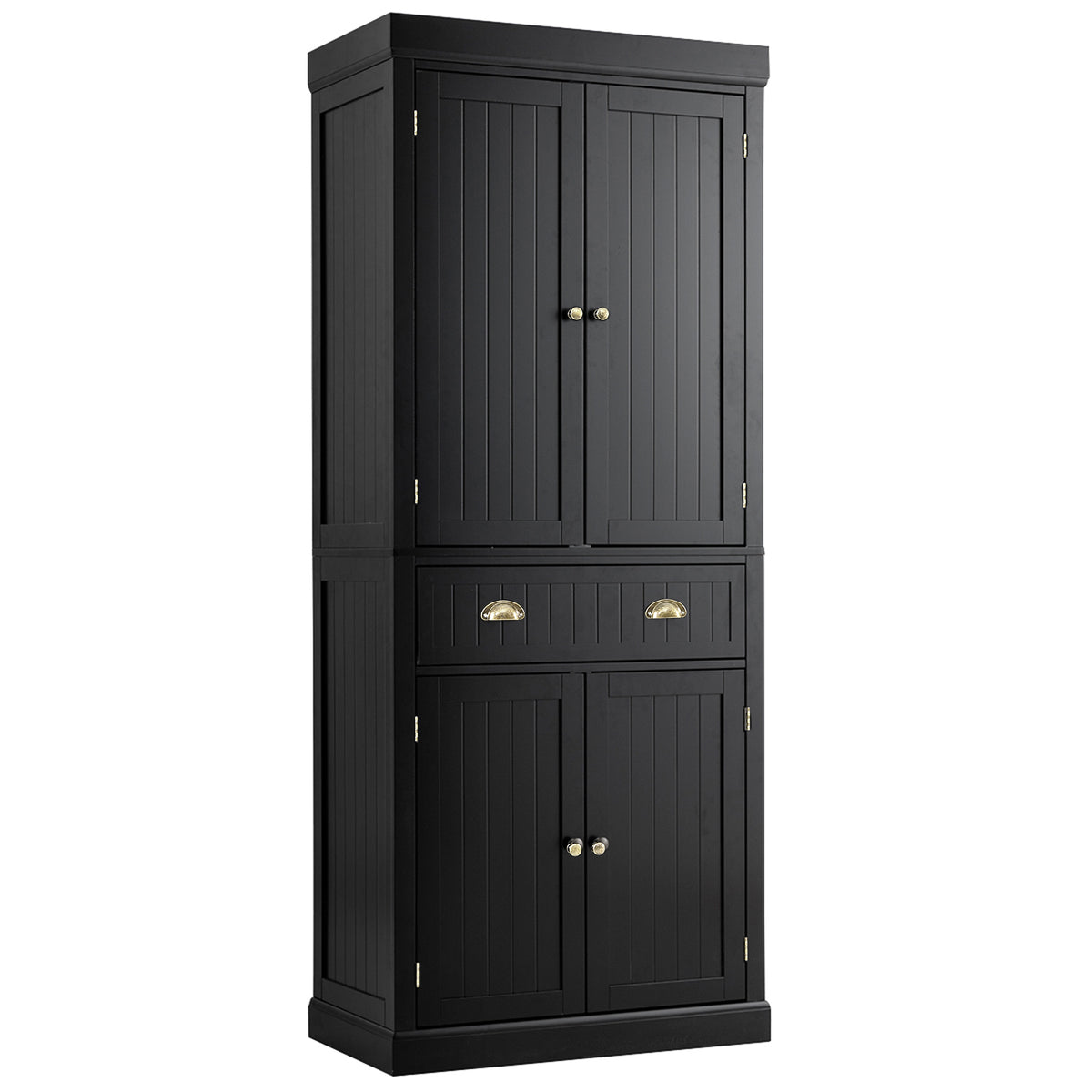 Tall 4-Door Kitchen Cupboard - Adjustable Shelves and Drawer Features - Ideal Storage Solution for Kitchen Essentials