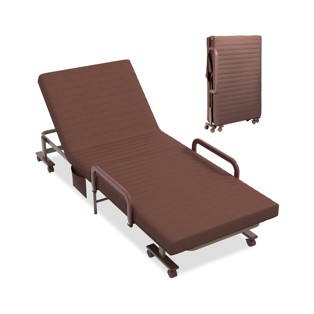 Sofa Bed with Foldable Mattress - Brown Convertible Couch for Compact Living - Ideal for Guests or Small Spaces