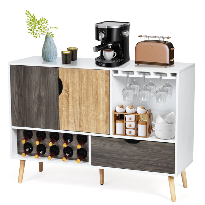 Modern Buffet - Sideboard with Adjustable Shelf and 10 Wine Racks - Ideal for Wine Lovers and Storage Enthusiasts