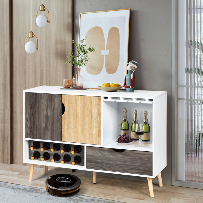 Modern Buffet - Sideboard with Adjustable Shelf and 10 Wine Racks - Ideal for Wine Lovers and Storage Enthusiasts
