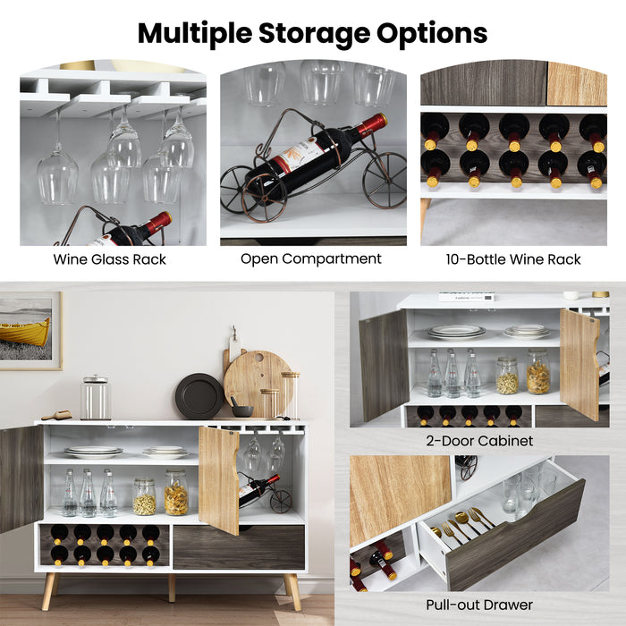 Modern Buffet - Sideboard with Adjustable Shelf and 10 Wine Racks - Ideal for Wine Lovers and Storage Enthusiasts