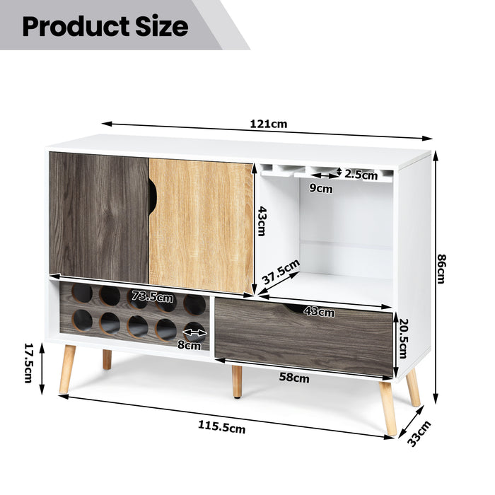 Modern Buffet - Sideboard with Adjustable Shelf and 10 Wine Racks - Ideal for Wine Lovers and Storage Enthusiasts