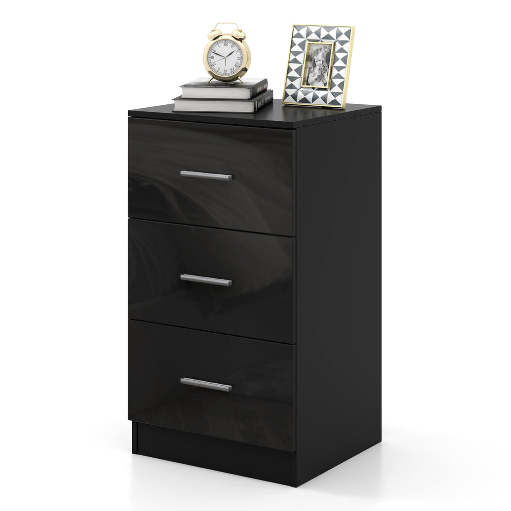 Wooden 3-Drawer Dresser Cabinet - Anti-Toppling Black Storage Unit - Ideal for Bedroom Stability and Organization
