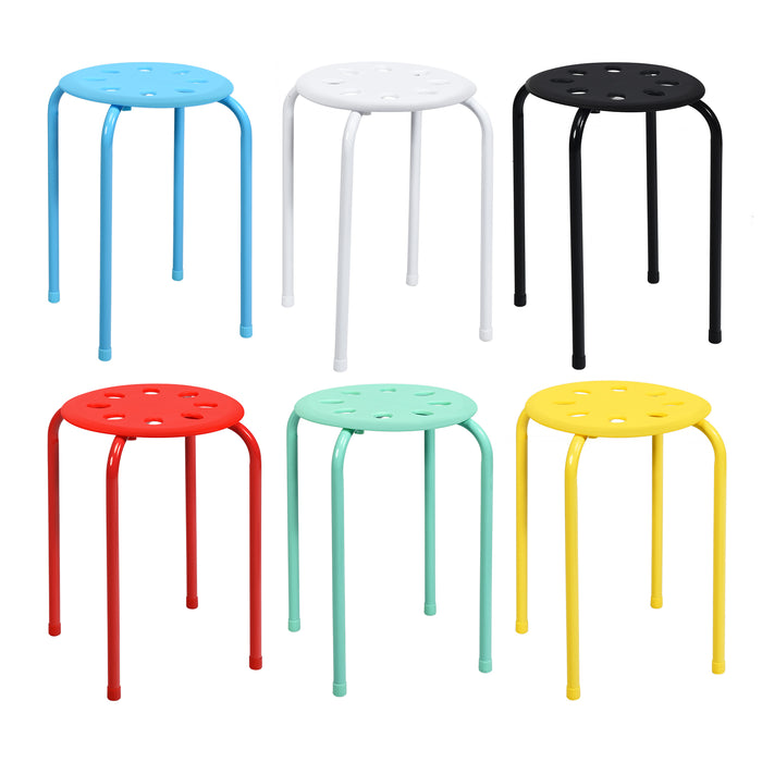 Stackable Chair Set of 6 - Portable Breakfast Dining Chairs for Home, Kitchen, Office in Black - Ideal for Space-Saving Seating Solutions
