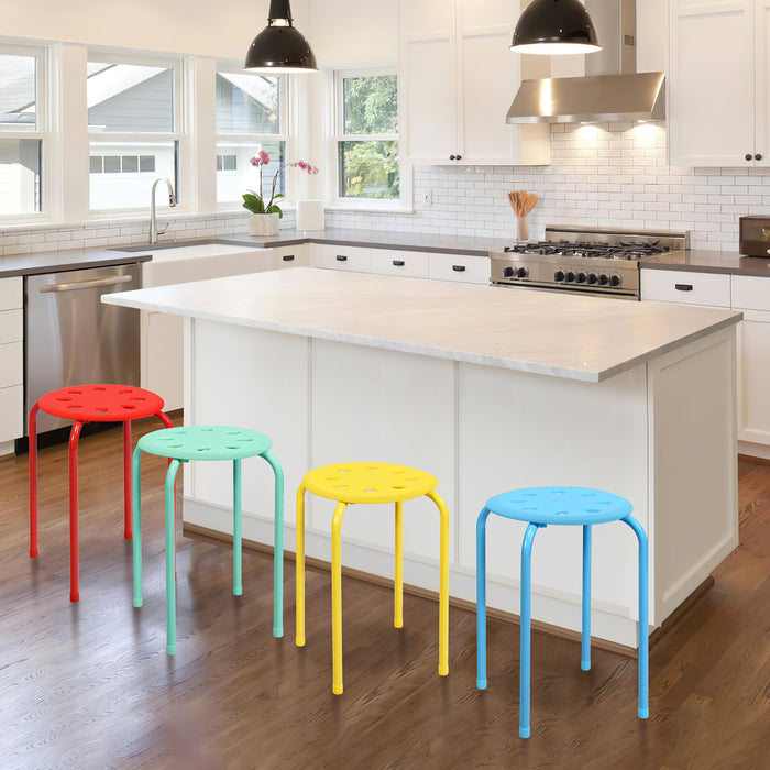 Stackable Chair Set of 6 - Portable Breakfast Dining Chairs for Home, Kitchen, Office in Black - Ideal for Space-Saving Seating Solutions