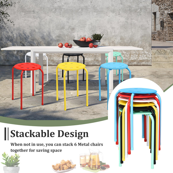 Stackable Chair Set of 6 - Portable Breakfast Dining Chairs for Home, Kitchen, Office in Black - Ideal for Space-Saving Seating Solutions