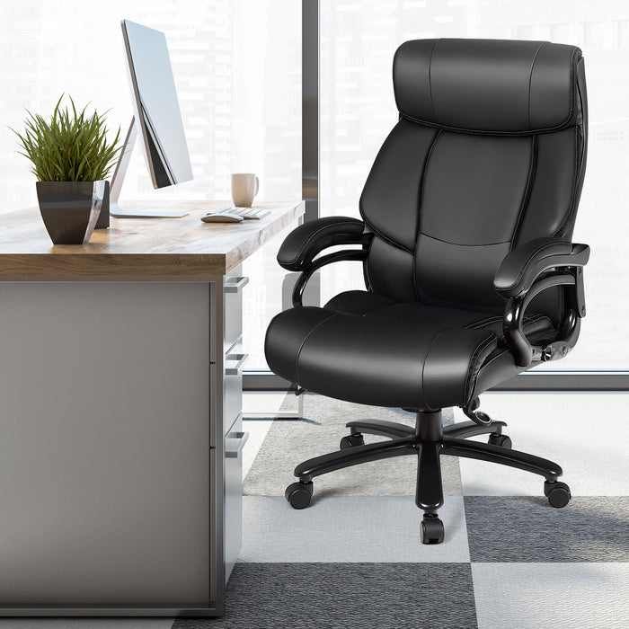 Ergonomic Office Chair - Padded Armrests, Adjustable Height, Black Finish - Ideal for Comfortable Office Seating Solution