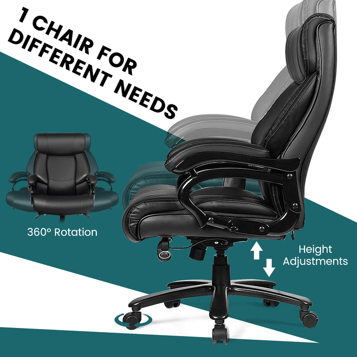 Ergonomic Office Chair - Padded Armrests, Adjustable Height, Black Finish - Ideal for Comfortable Office Seating Solution