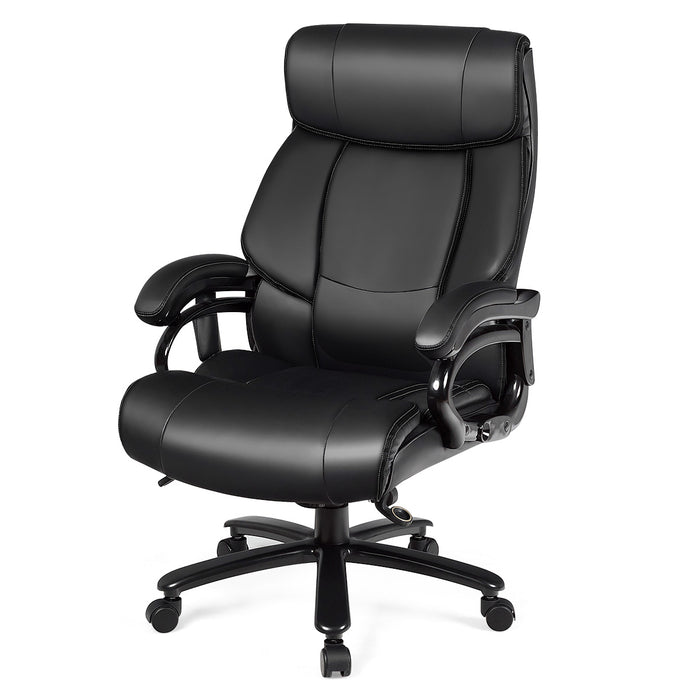 PU Leather & Thick Foam Cushion Massage Office Chair - Comfortable Workstation Furniture in Black - Perfect for Office Employees Seeking Comfort & Relaxation