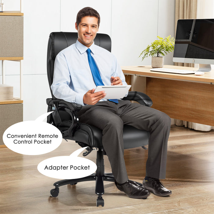 PU Leather & Thick Foam Cushion Massage Office Chair - Comfortable Workstation Furniture in Black - Perfect for Office Employees Seeking Comfort & Relaxation