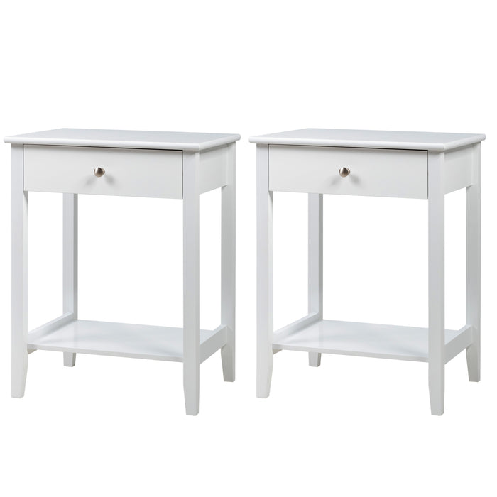 2-Pack Grey Bedside Tables with Sliding Drawers - Versatile Furniture for Couch or Sofa Placement - Perfect for Bedroom Organization and Storage