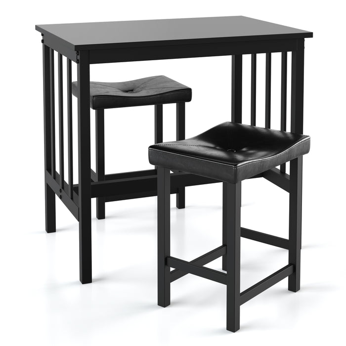 3PCS Indoor Dining Kitchen Bar Set - Includes 1 Dining Table and 2 Chairs - Perfect for Compact Dining Areas or Small Spaces