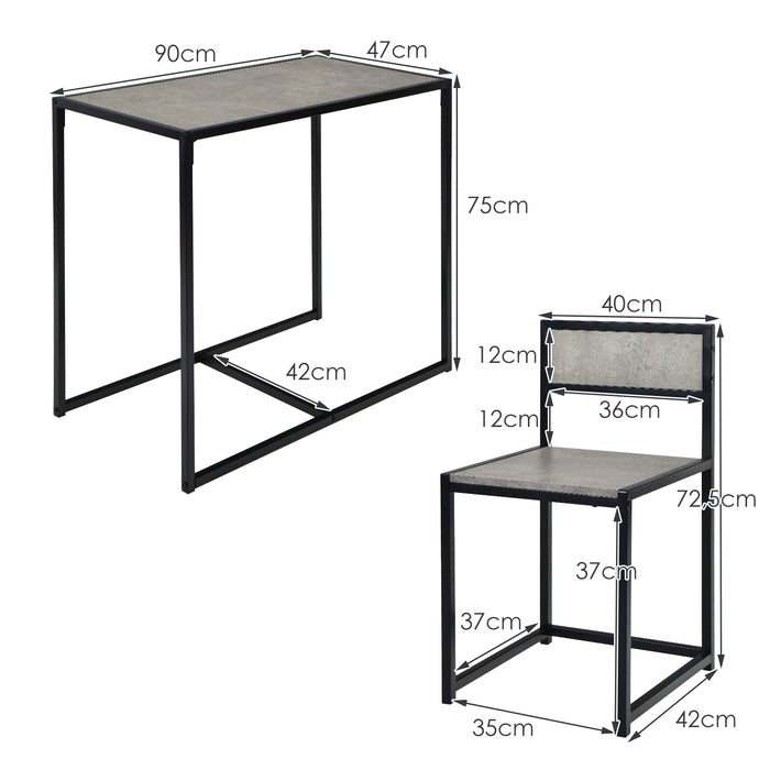 Compact Table and Chair Set - Coffee-Finished Minimalist Furniture Set - Ideal for Compact Living Spaces or Small Apartments