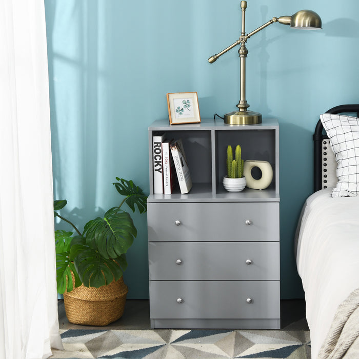 Grey 3-Drawer Dresser - Featuring 2 Open Compartments, Ideal for Living Room or Bedroom Storage - Perfect Solution for Organizing Your Personal Items